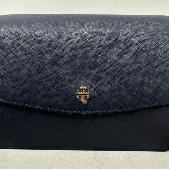 Tory Burch Leather Emerson Shoulder Bag, OS - Navy - Picture 6 of 13